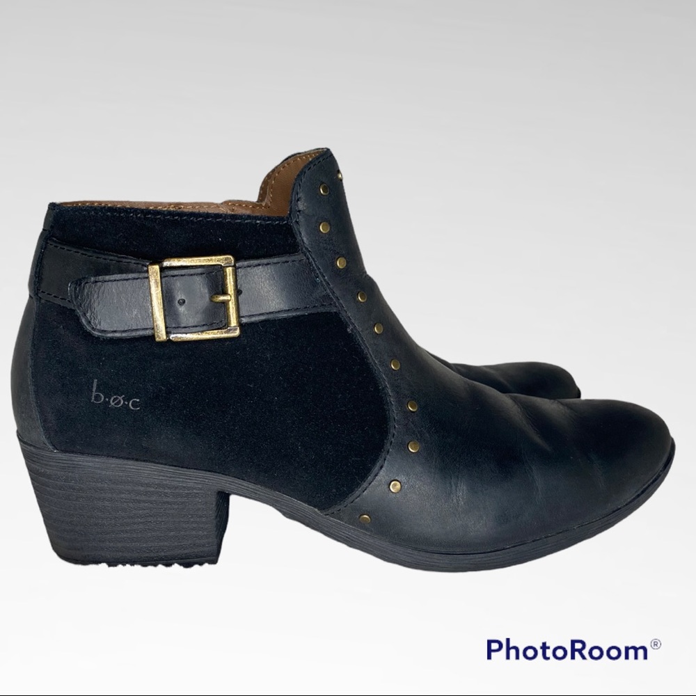 B.O.C. Black leather studded booties Sz 7